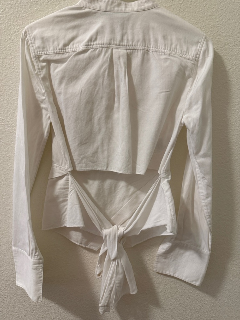 BCBG White Long-Sleeve Tie-Front Blouse - Picture 7 of 8